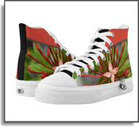 Red Flower High Top Sneakers ZIPZ® Designed by an artist who loves off the grid in the rain forest. Island Art Bocas for Yotigo